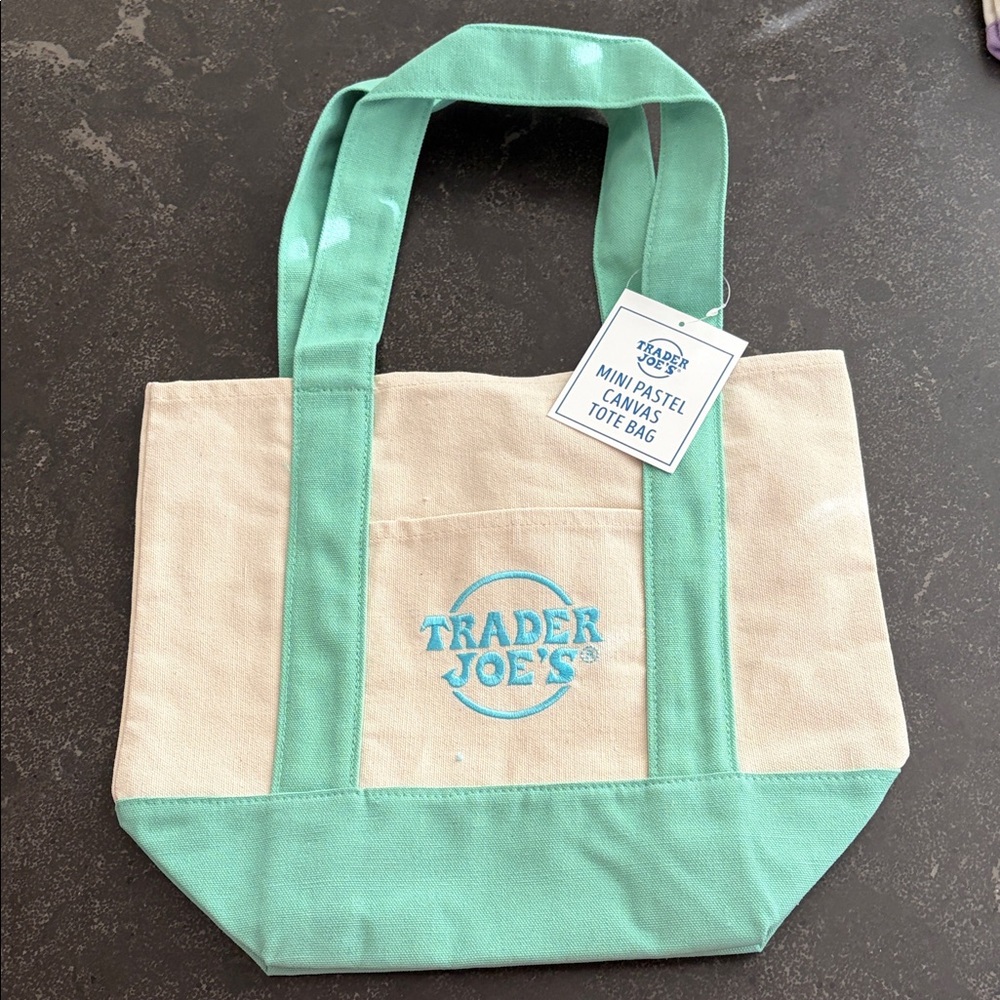 Trader Joe’s mini Pastel Green Canvas Tote Bag